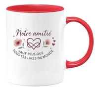 quotedazur - Mug Humour Notre amitié vaut plus que tous les likes du monde - Cadeau Meilleure amie Femme