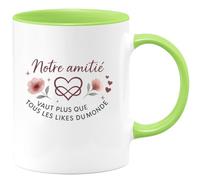 quotedazur - Mug Humour Notre amitié vaut plus que tous les likes du monde - Cadeau Meilleure amie Femme