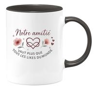 quotedazur - Mug Humour Notre amitié vaut plus que tous les likes du monde - Cadeau Meilleure amie Femme