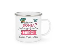 quotedazur - Mug Humour Nounou Sonia Juste Envie De Te Dire Merci Émilie, Hugo, Chloé - Cadeau Tasse Personnalisée Pour Nounou Reconnaissante