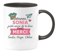 quotedazur - Mug Humour Nounou Sonia Juste Envie De Te Dire Merci Émilie, Hugo, Chloé Cadeau Tasse Personnalisée Pour Reconnaissante