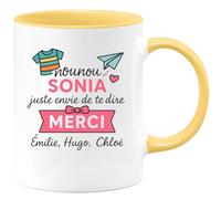 quotedazur - Mug Humour Nounou Sonia Juste Envie De Te Dire Merci Émilie, Hugo, Chloé Cadeau Tasse Personnalisée Pour Reconnaissante