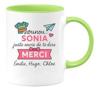 quotedazur - Mug Humour Nounou Sonia Juste Envie De Te Dire Merci Émilie, Hugo, Chloé Cadeau Tasse Personnalisée Pour Reconnaissante