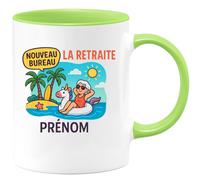quotedazur - Mug Humour Nouveau Bureau Cadeau Tasse Pour Retraite Personnalisée Avec Prénom Original Et