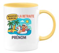 quotedazur - Mug Humour Nouveau Bureau Cadeau Tasse Pour Retraite Personnalisée Avec Prénom Original Et