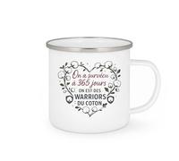 quotedazur - Mug Humour On a survécu à 365 jours, on est des warriors du coton - Cadeau Noces de coton Femme