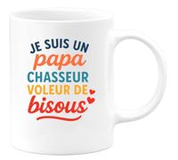 quotedazur - Mug Humour Papa Chasseur Voleur De Bisous Cadeau Drôle Et Personnalisé Idée Originale Pour Tasse Humoristique À Offrir