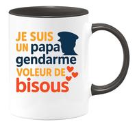 quotedazur - Mug Humour Papa Gendarme Voleur De Bisous - Mug Parfait Pour Un Cadeau Unique - Cadeau Original Pour Papa Gendarme Tasse Idéale Fête Des Pères