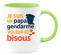 quotedazur - Mug Humour Papa Gendarme Voleur De Bisous Parfait Pour Un Cadeau Unique Original Tasse Idéale Fête Des Pères