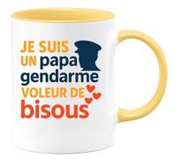 quotedazur - Mug Humour Papa Gendarme Voleur De Bisous Parfait Pour Un Cadeau Unique Original Tasse Idéale Fête Des Pères