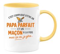 quotedazur - Mug Humour Papa Parfait Et Maçon À La Fois, C'est Compliqué Mais Je Gère Idée Cadeau Originale Tasse Pour