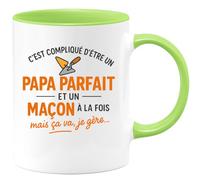 quotedazur - Mug Humour Papa Parfait Et Maçon À La Fois, C'est Compliqué Mais Je Gère Idée Cadeau Originale Tasse Pour