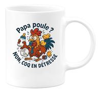 quotedazur - Mug Humour papa poule ? non, coq en détresse - Cadeau Humour Homme