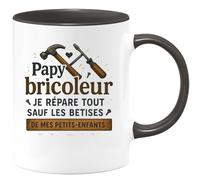 quotedazur - Mug Humour Papy bricoleur : je répare tout sauf les bêtises de mes petits-enfants - Cadeau Papy Homme