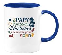 quotedazur - Mug Humour Papy conteur d'histoires recherché pour 2025 - Cadeau Annonce Grossesse Naissance Papy Homme