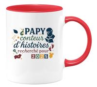 quotedazur - Mug Humour Papy conteur d'histoires recherché pour 2025 - Cadeau Annonce Grossesse Naissance Papy Homme