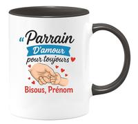 quotedazur - Mug Humour Parrain, Amour Éternel, Bisous, Prénom Personnalisé Pour Un Cadeau Unique - Cadeau Original Tasse Personnalisée Pour Parrain Spécial