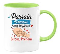 quotedazur - Mug Humour Parrain, Amour Éternel, Bisous, Prénom Personnalisé Pour Un Cadeau Unique Original Tasse Personnalisée Spécial