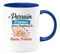 quotedazur - Mug Humour Parrain, Amour Éternel, Bisous, Prénom Personnalisé Pour Un Cadeau Unique Original Tasse Personnalisée Spécial