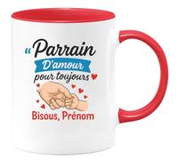 quotedazur - Mug Humour Parrain, Amour Éternel, Bisous, Prénom Personnalisé Pour Un Cadeau Unique Original Tasse Personnalisée Spécial