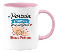 quotedazur - Mug Humour Parrain, Amour Éternel, Bisous, Prénom Personnalisé Pour Un Cadeau Unique Original Tasse Personnalisée Spécial