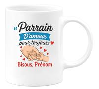 quotedazur - Mug Humour Parrain, Amour Éternel, Bisous, Prénom Personnalisé Pour Un Cadeau Unique Original Tasse Personnalisée Spécial