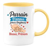quotedazur - Mug Humour Parrain, Amour Éternel, Bisous, Prénom Personnalisé Pour Un Cadeau Unique Original Tasse Personnalisée Spécial