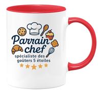 quotedazur - Mug Humour Parrain chef : spécialiste des goûters 5 étoiles - Cadeau Parrain Homme