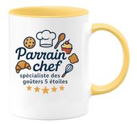 quotedazur - Mug Humour Parrain chef : spécialiste des goûters 5 étoiles - Cadeau Parrain Homme