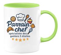 quotedazur - Mug Humour Parrain chef : spécialiste des goûters 5 étoiles - Cadeau Parrain Homme