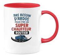 quotedazur - Mug Humour Pas Besoin D'abdos Pour Être Un Super Chauffeur Routier, Cadeau Parfait Idéal En Tasse Unique Et Stylée
