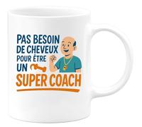 quotedazur - Mug Humour Pas Besoin De Cheveux Pour Être Un Coach Exceptionnel Et Inspirant Cadeau Original Tasse Super Motivé