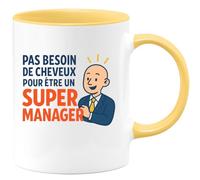quotedazur - Mug Humour Pas Besoin De Cheveux Pour Être Un Super Manager Exceptionnel - Cadeau Idéal Tasse Humoristique Pour Super Manager Motivé