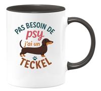 quotedazur - Mug Humour Pas Besoin De Psy, Avec Mon Teckel Ça Va Bien Mieux Cadeau Original Pour Les Amoureux Des Teckels Tasse Humoristique Unique