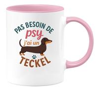 quotedazur - Mug Humour Pas Besoin De Psy, Avec Mon Teckel Ça Va Bien Mieux Cadeau Original Pour Les Amoureux Des Teckels Tasse Humoristique Unique