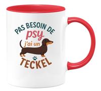 quotedazur - Mug Humour Pas Besoin De Psy, Avec Mon Teckel Ça Va Bien Mieux - Cadeau Original Pour Les Amoureux Des Teckels Avec Tasse Humoristique Unique