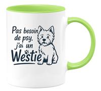 quotedazur - Mug Humour Pas Besoin De Psy, J’Ai Un Westie Cadeau Parfait Pour Amoureuse Des Chiens Idée Originale Tasse Chien Animaux