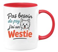 quotedazur - Mug Humour Pas Besoin De Psy, J'ai Mon Westie Fidèle À Mes Côtés - Idée Cadeau Tasse Originale Pour Amoureuse De Westie Et Chien Fidèle
