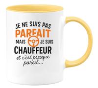 quotedazur - Mug Humour Pas Parfait Mais Chauffeur, C'est Presque Pareil Cadeau Unique Idéal Pour Tasse Originale Et