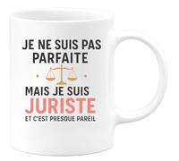 quotedazur - Mug Humour Pas Parfaite Mais Juriste, C'est Presque Pareil Fierté Féminine Cadeau Original Tasse Pour Femme Et Motivation