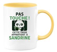 quotedazur - Mug Humour Pas Touche ! Cette Tasse Appartient À Sandrine - Idéal Cadeau Personnalisée Pour Tasse Unique Et Originale