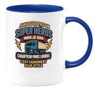 quotedazur - Mug Humour Pas Un Super Héros, Mais Chauffeur Poids Lourds, C'est Plus Stylé Idée Cadeau Originale Tasse Chauffeurs Stylée