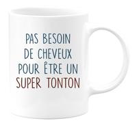 quotedazur - Mug Humour Personnalisé Annonce Pas Besoin De Cheveux Pour Être Un Super Tonton - Cadeau Drôle Futur Tonton Anniversaire - Blanc/Céramique