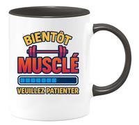 quotedazur - Mug Humour Personnalisé Bientôt Musclé Veuillez Patientez - Noir/Céramique