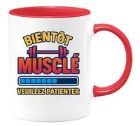 quotedazur - Mug Humour Personnalisé Bientôt Musclé Veuillez Patientez - Rouge/Céramique