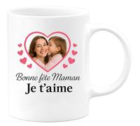quotedazur - Mug Humour Personnalisé Bonne Fête Maman Je T'aime - Blanc/Céramique