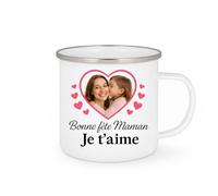 quotedazur - Mug Humour Personnalisé Bonne Fête Maman Je T'aime - Blanc/Emaillé