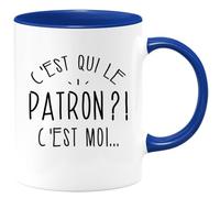 quotedazur - Mug Humour Personnalisé C'est Qui Le Patron - Bleu/Céramique