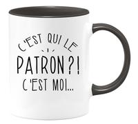 quotedazur - Mug Humour Personnalisé C'est Qui Le Patron - Noir/Céramique