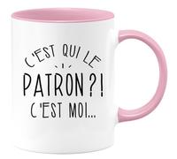 quotedazur - Mug Humour Personnalisé C'est Qui Le Patron - Rose/Céramique